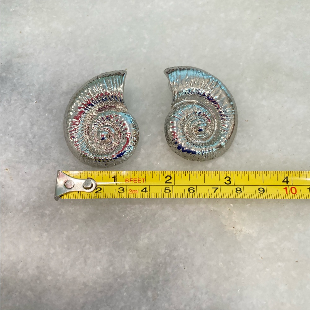 New Silver Tone Large Statement Shell Earrings - image 6